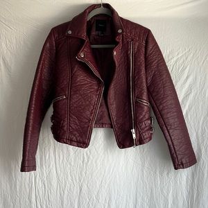 Burgundy faux leather jacket from Forever 21.
